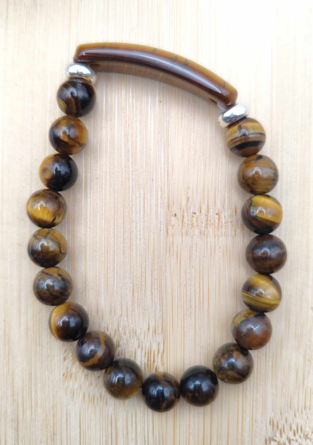 Bracelet en Œil de Tigre + Tube Courbe