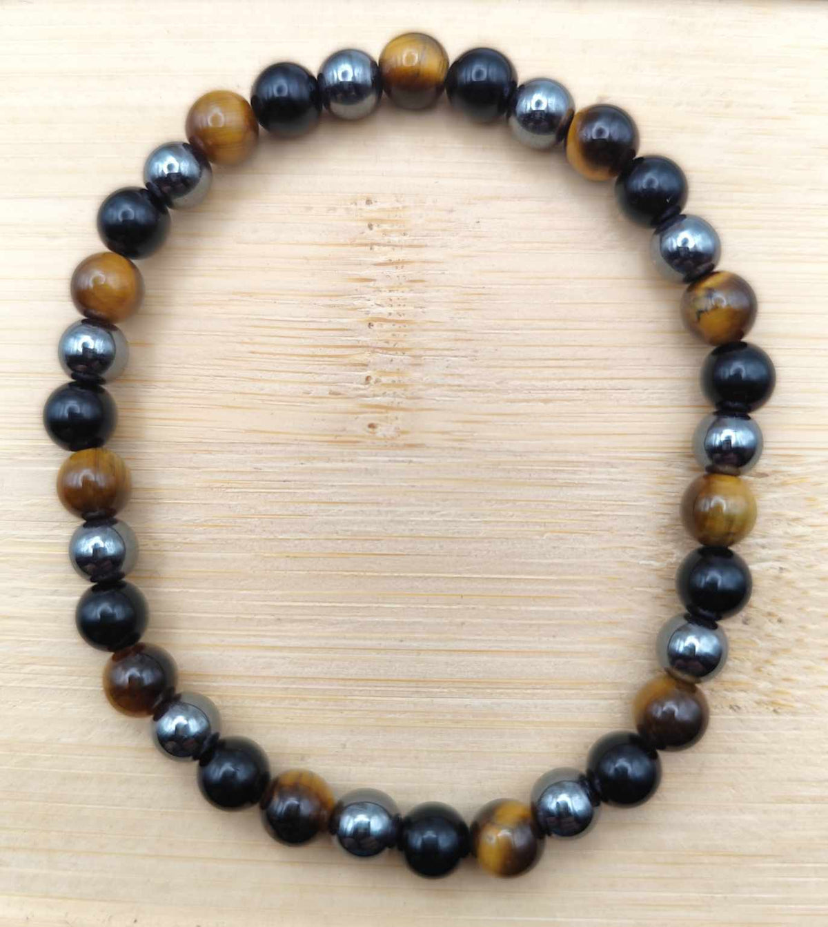 Pulsera de Ojo de Tigre + Hematite + Obsidiana negra  - Triple Protección