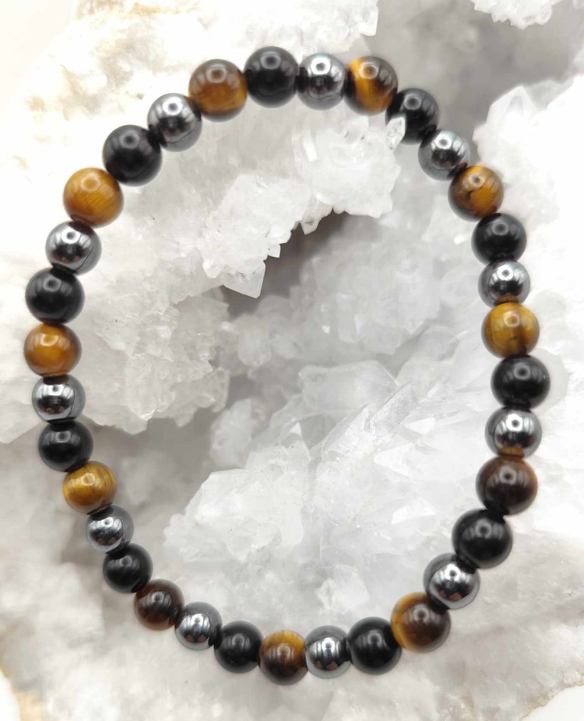 Pulsera de Ojo de Tigre + Hematite + Obsidiana negra  - Triple Protección