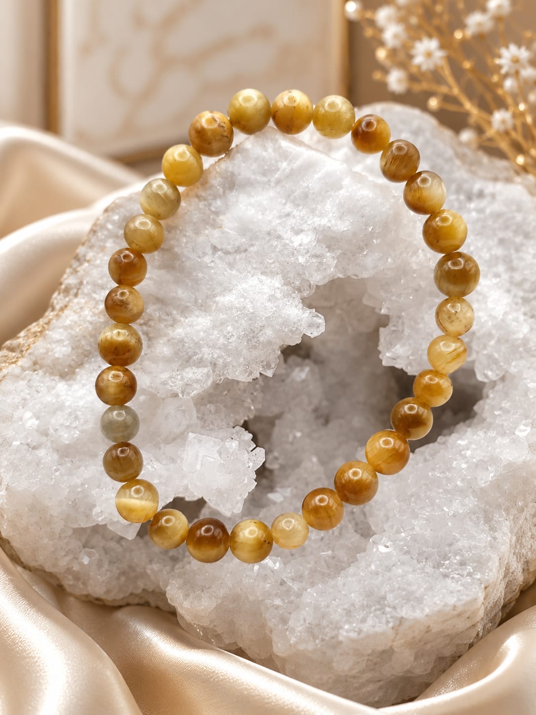 Pulsera de Ojo de Tigre Dorado