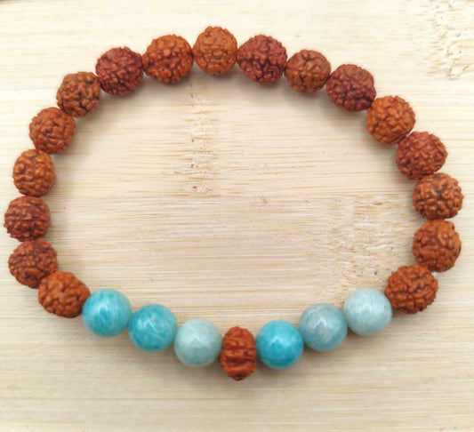 Pulsera de Rudraska y Amazonita