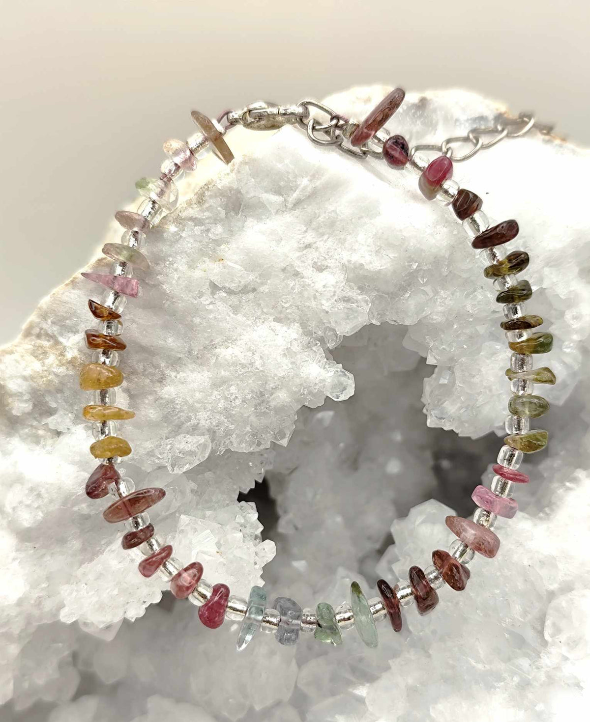 Bracelet de tourmaline multicolore en éclats