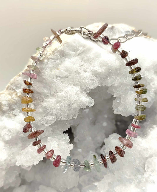 Bracelet de tourmaline multicolore en éclats