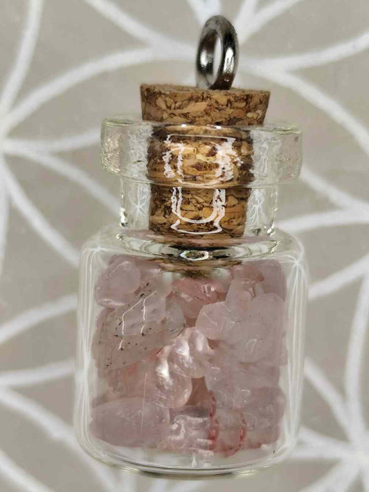 Collar Botellita Cuarzo Rosa